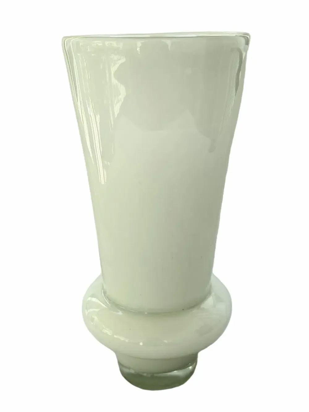 West Elm White Hand Blown Glass Vase MCM Style 10” Minimalist Retro Decor